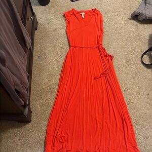 Matilda Jane Women’s Sleeveless orange Maxi Dress with Waist Tie